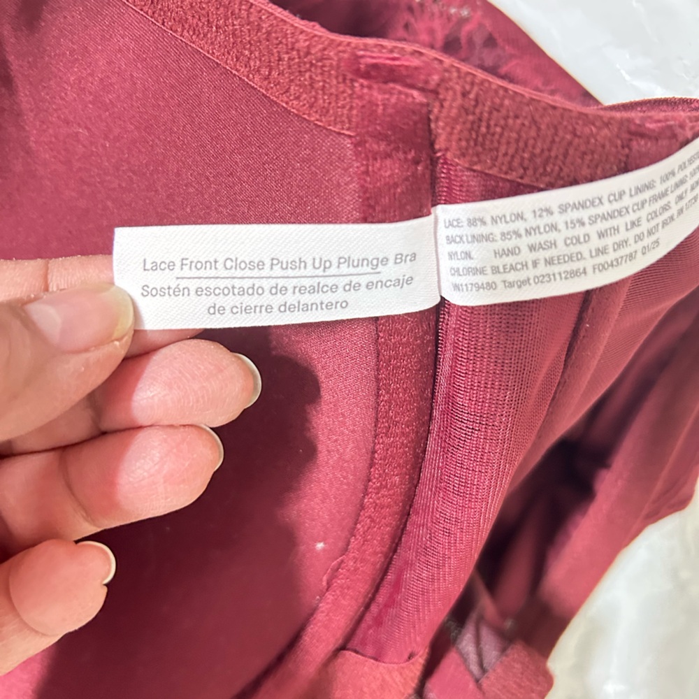 Auden lace front close push up bra size 46C NWT Burgundy - Picture 6 of 6